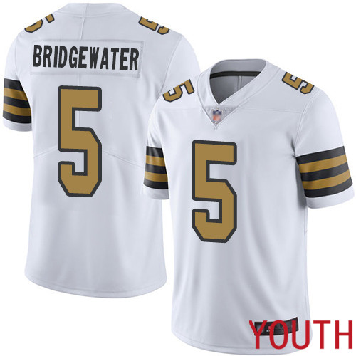 New Orleans Saints Limited White Youth Teddy Bridgewater Jersey NFL Football #5 Rush Vapor Untouchable Jersey->youth nfl jersey->Youth Jersey